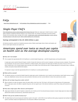Single-Payer FAQ's Americans Spend Over Twice As Much Per Capita On