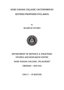 Guru Nanak College (Autonomous) Revised Proposed Syllabus