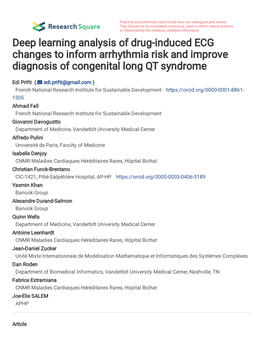 Deep Learning Analysis of Drug-Induced ECG Changes to Inform Arrhythmia Risk and Improve Diagnosis of Congenital Long QT Syndrome