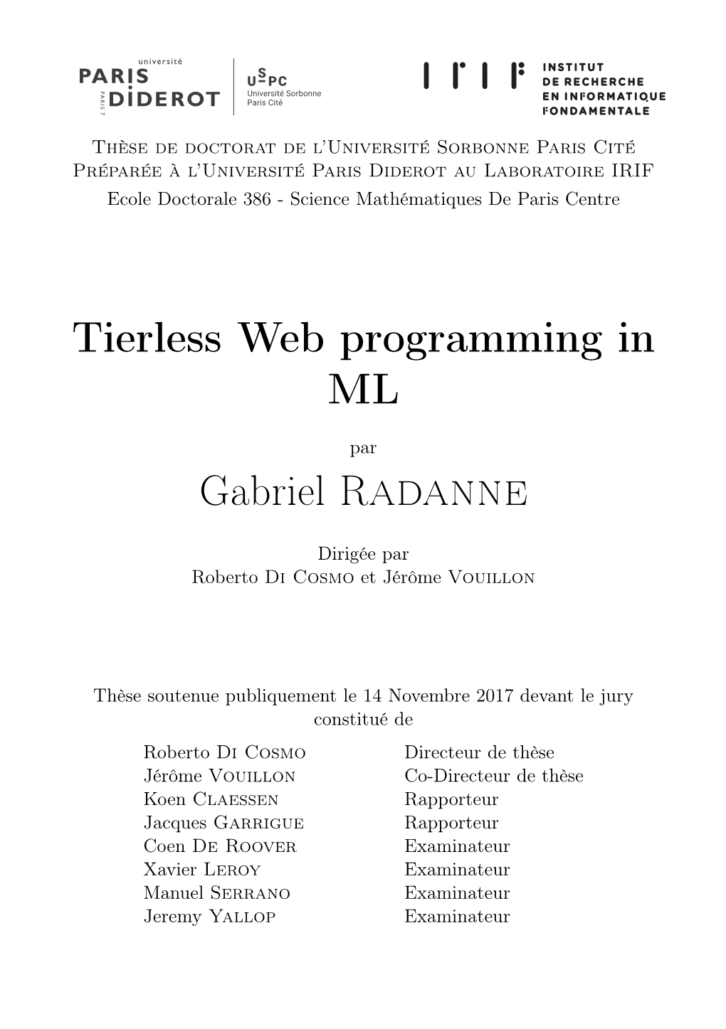 Tierless Web Programming in ML