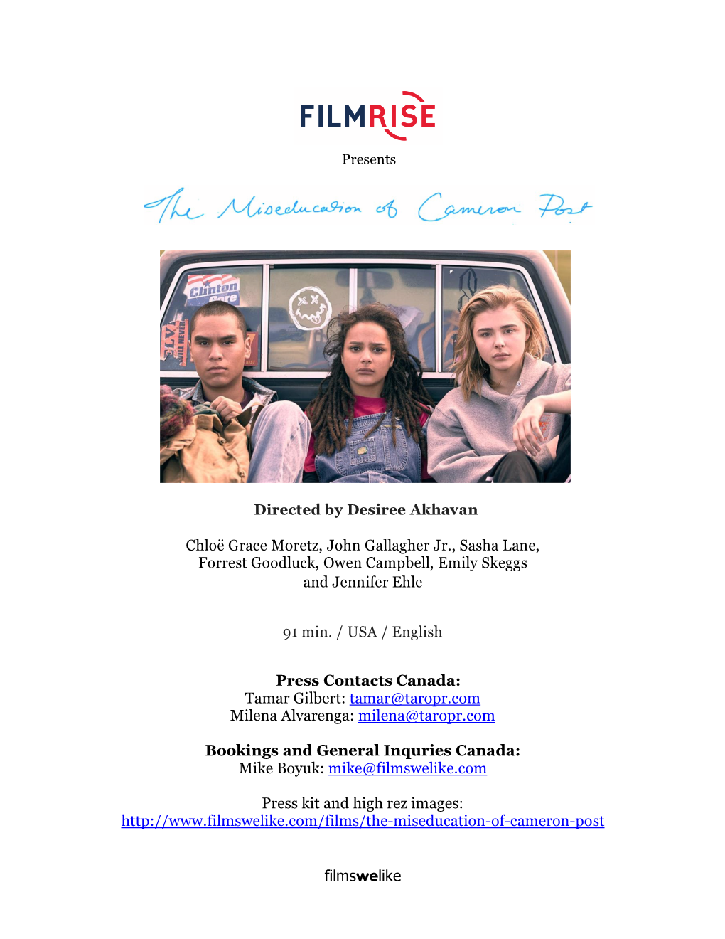 The Miseducation of Cameron Post Press Notes 6.11.18