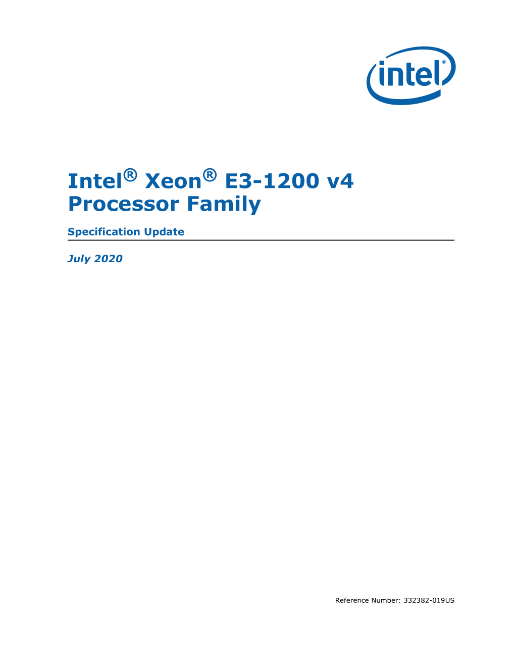 Intel® Xeon® E3-1200 V4 Processor Product Family Spec Update