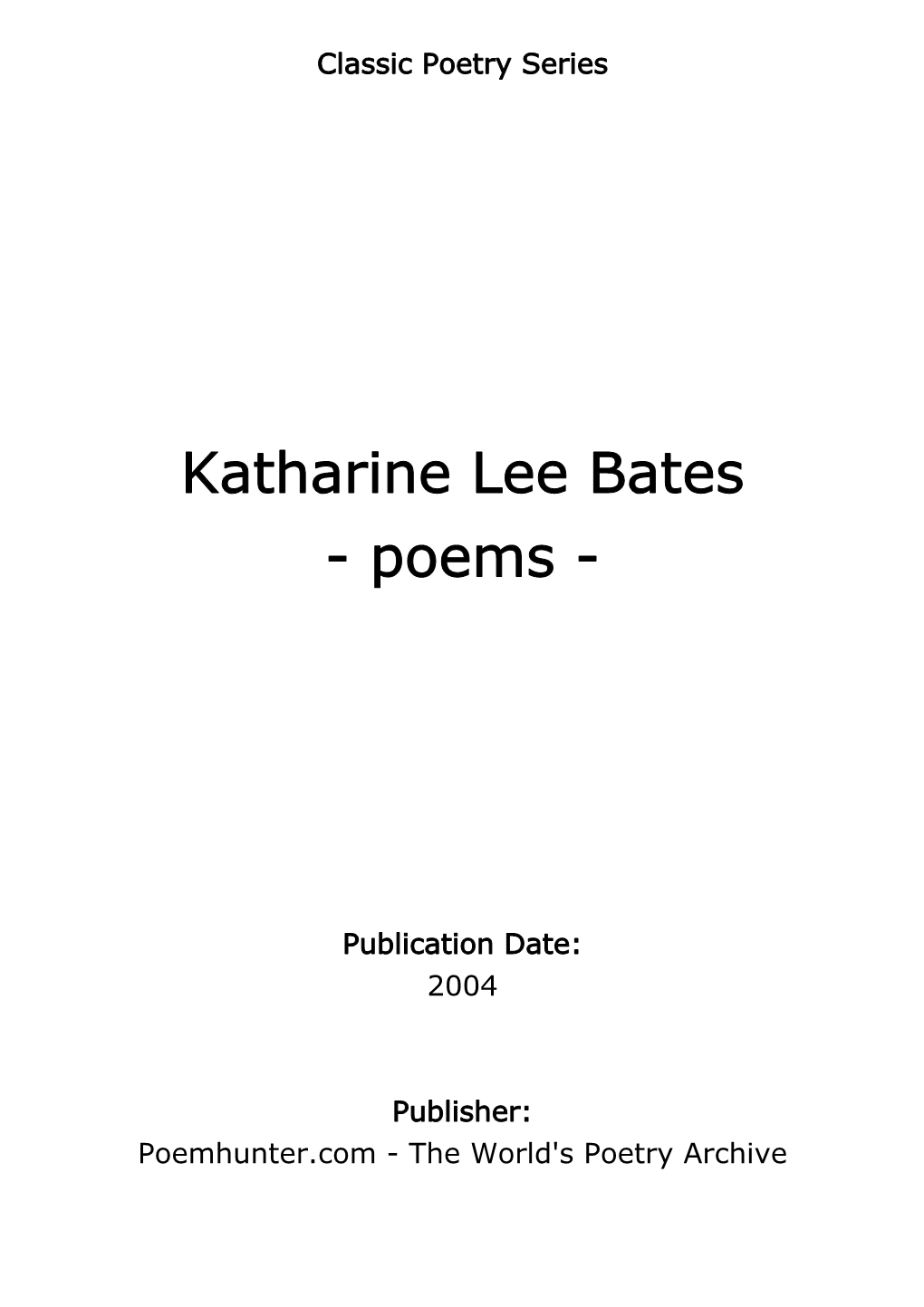 Katharine Lee Bates - Poems