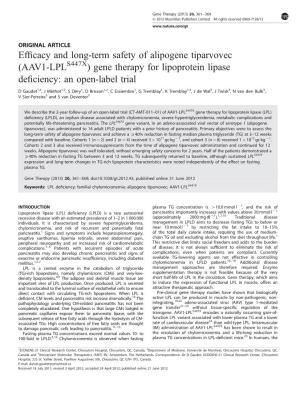 (AAV1-LPLS447X) Gene Therapy for Lipoprotein Lipase Deficiency