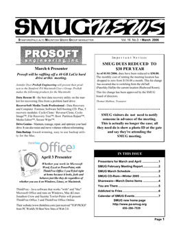 SMUG MAR/06 Newsletter