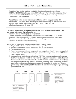 Kill-A-Watt Monitor Instructions