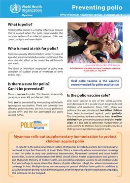 Preventing Polio WHO Myanmar Newsletter Special , 5 August 2019