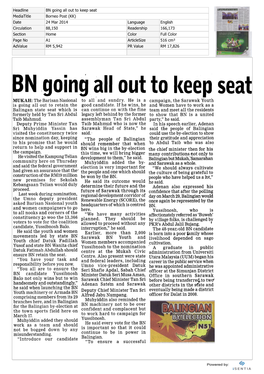 BN Going All out to Keep Seat