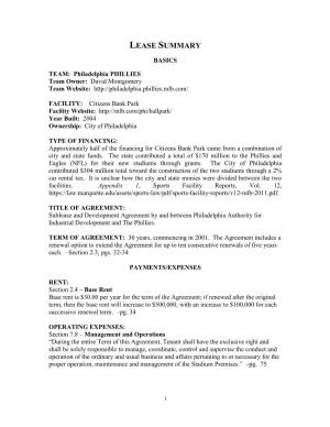 Philadelphia Phillies, Sublease and Development Agreement, 2001