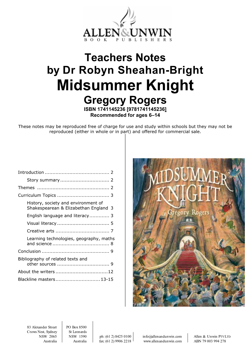 Download Teachers Notes for Midsummer Knight