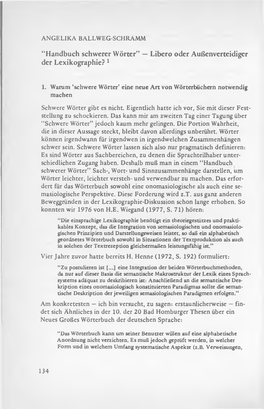 “Handbuch Schwerer Wörter” — Libero Oder Außenverteidiger Der Lexikographie?1