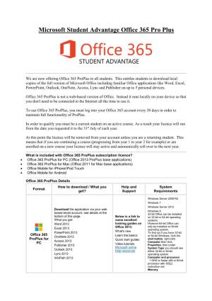 Microsoft Student Advantage Office 365 Pro Plus