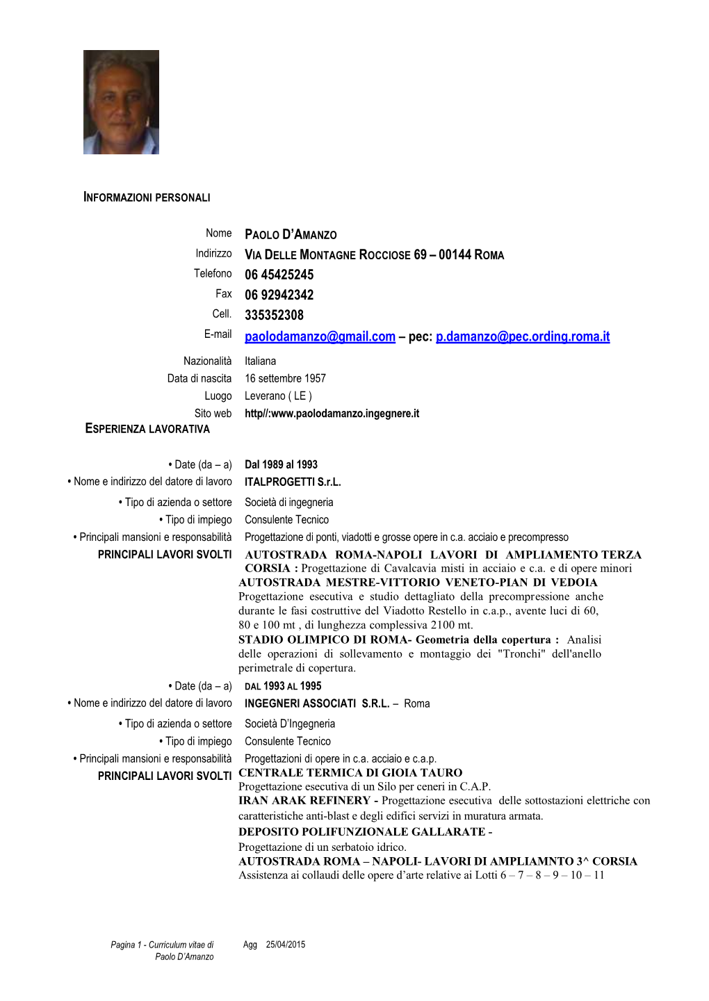 Curriculum Vitae Formato Europeo