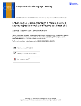 Enhancing L2 Learning Through a Mobile Assisted Spaced-Repetition Tool: an Effective but Bitter Pill?