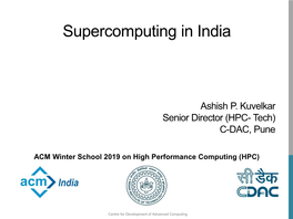 Supercomputing in India