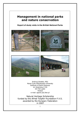Management in National Parks and Nature Conservation