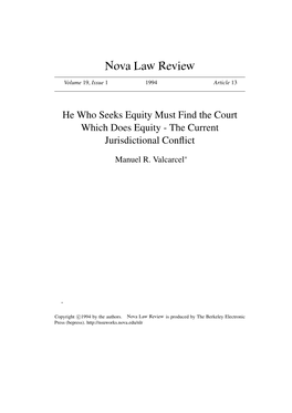 He Who Seeks Equity Must Find the Court Which Does Equity - the Current Jurisdictional Conﬂict