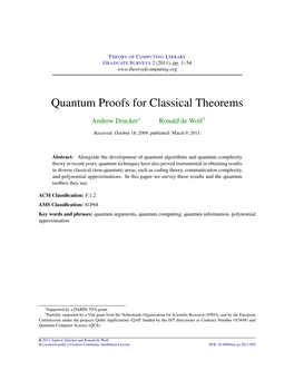 Quantum Proofs for Classical Theorems