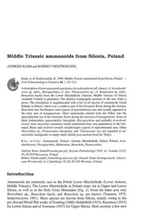 Middle Triassic Ammonoids from Silesia, Poland