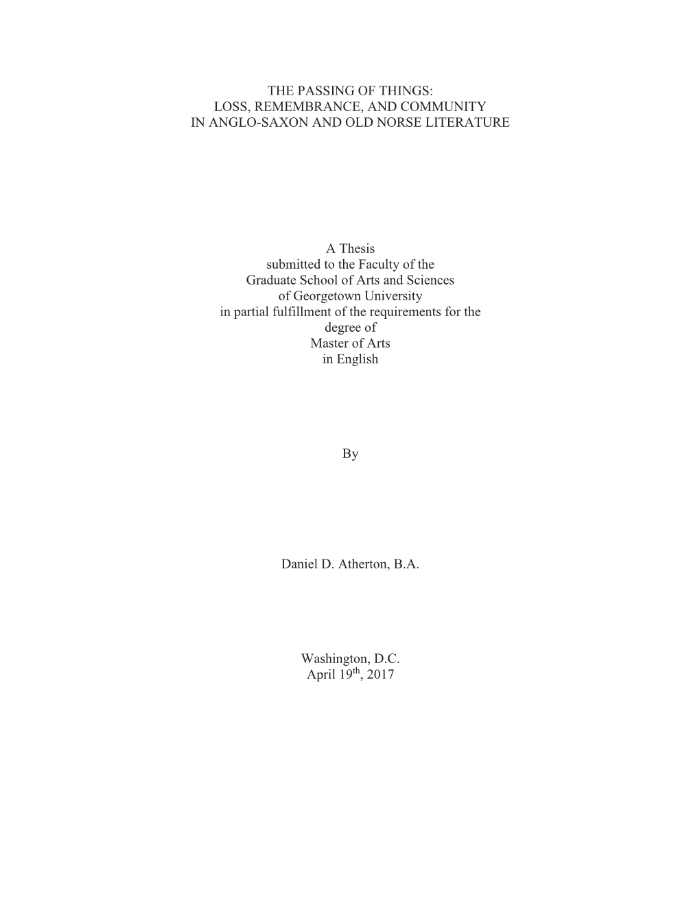 Loss, Remembrance, and Community in Anglo-Saxon and Old Norse Literature