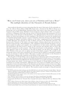 How Can I Trust You, Since You Are a Christian and I Am a Moor?” the Multiple Identities of the Chronicle of Pseudo-Isidore