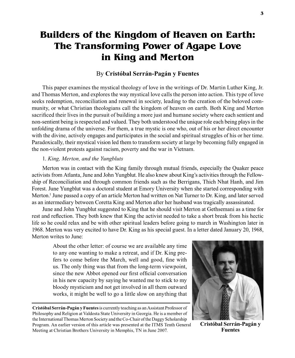 The Transforming Power of Agape Love in King and Merton