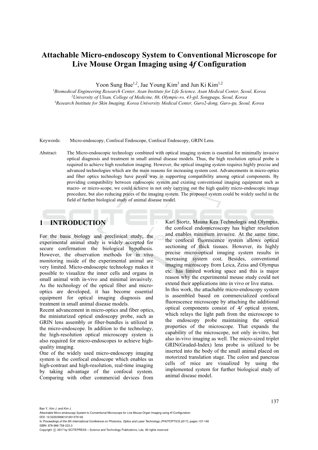 Attachable Micro-Endoscopy System to Conventional Microscope for Live Mouse Organ Imaging Using 4F Configuration