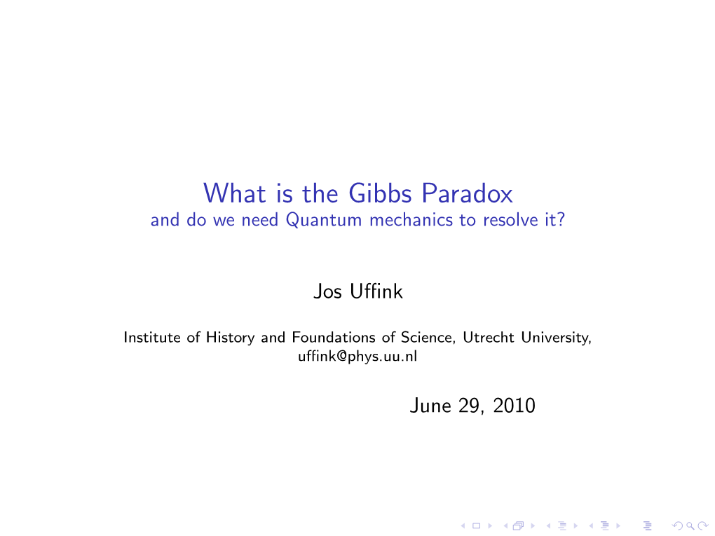 What Is the Gibbs Paradox and Do We Need Quantum Mechanics to Resolve It?