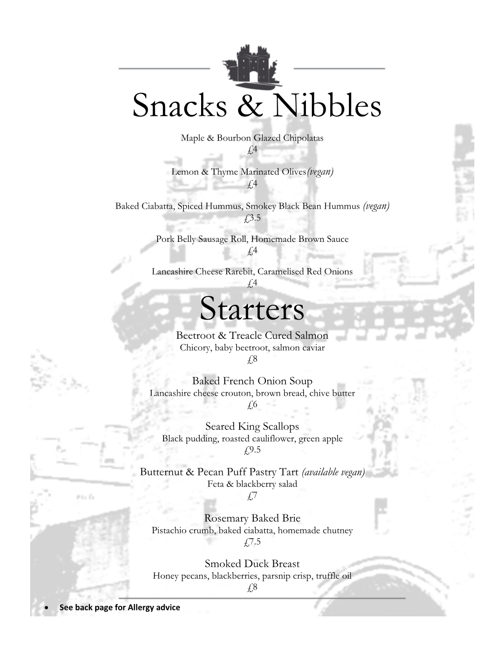 Snacks & Nibbles Starters