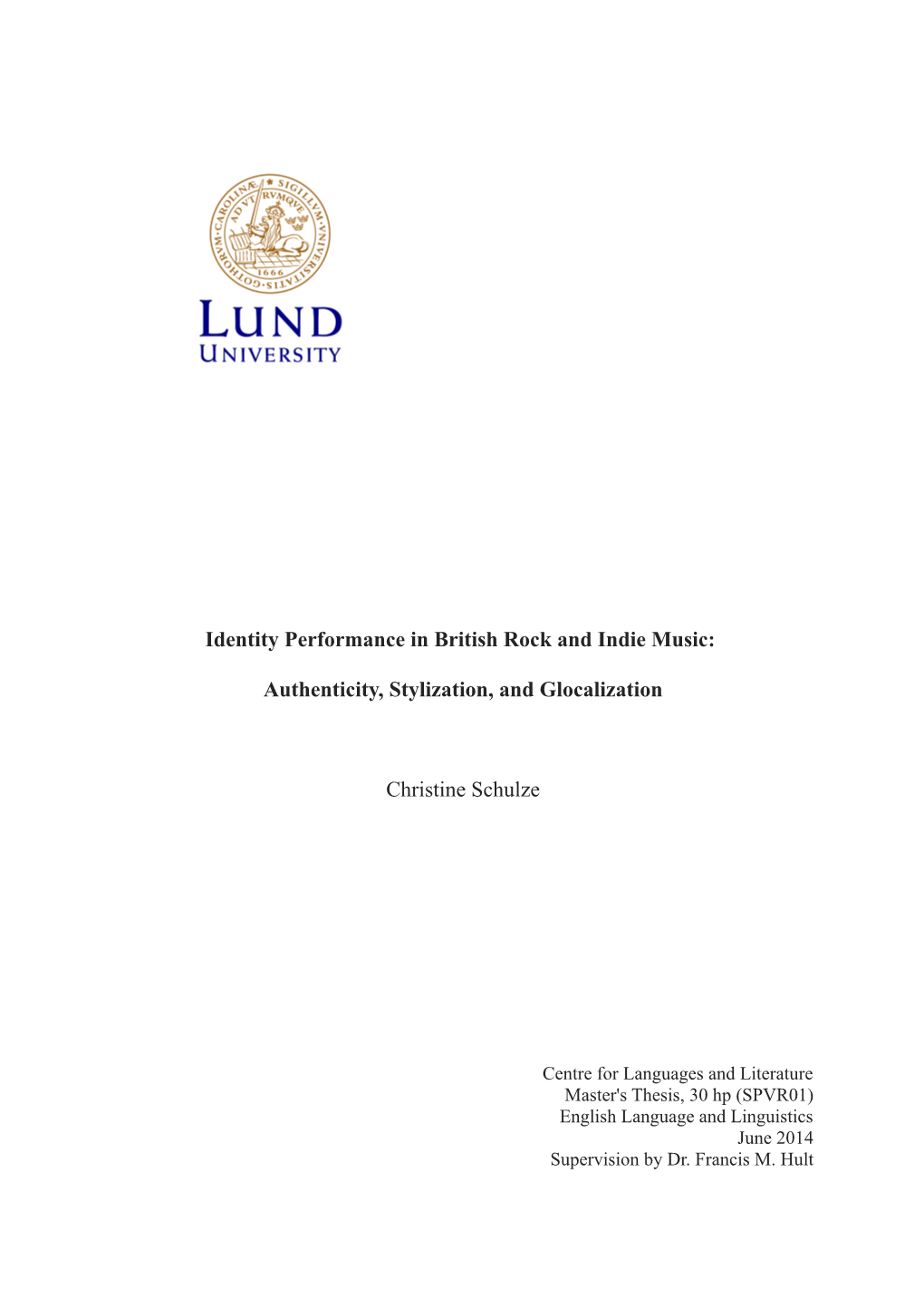 Identity Performance in British Rock and Indie Music