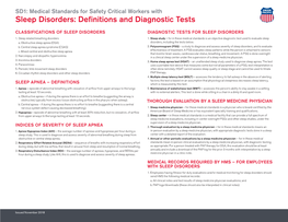 Sleep Disorders: Definitions and Diagnostic Tests