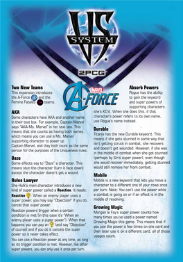 Vs System 2PCG Rules – A-Force