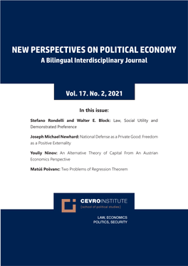 NEW PERSPECTIVES on POLITICAL ECONOMY a Bilingual Interdisciplinary Journal