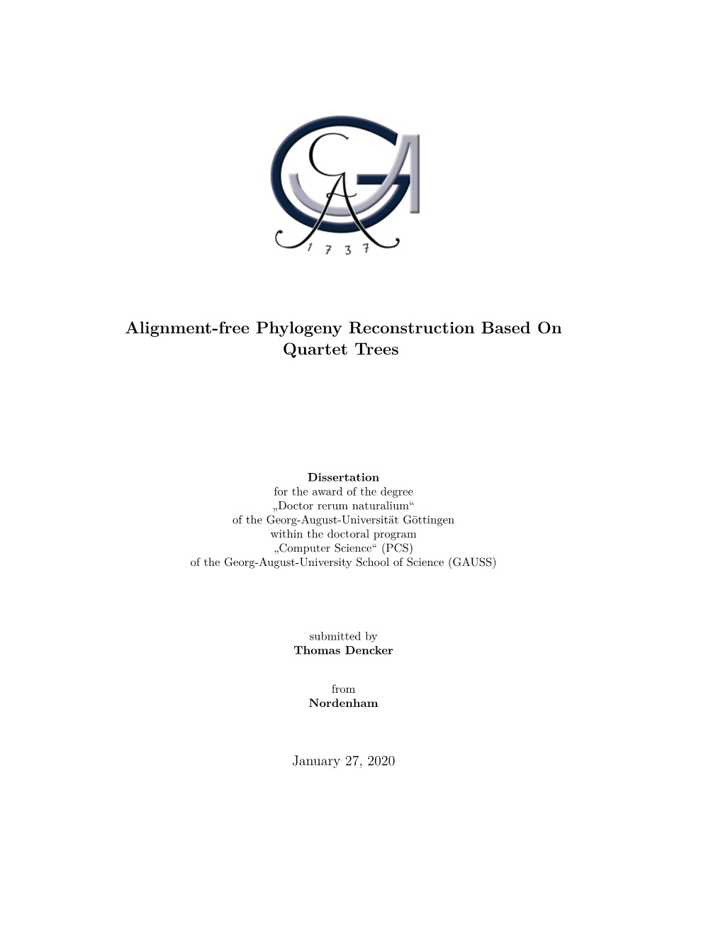 Alignment-Free Phylogeny Reconstruction Based on Quartet Trees