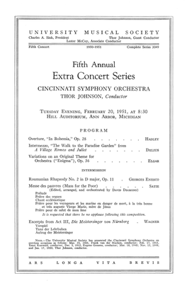 Extra Concert Series CINCINNATI SYMPHONY ORCHESTRA THOR JOHNSON, Conductor