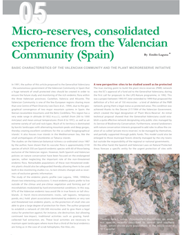 Micro-Reserves, Consolidated Experience from the Valencian Community (Spain) by Emilio Laguna *