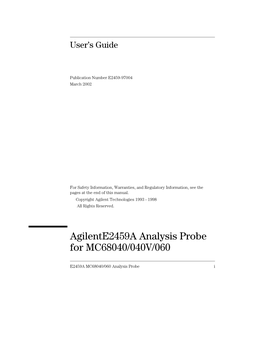 Agilent E2459A Analysis Probe for MC68040/040V/060 User's Guide