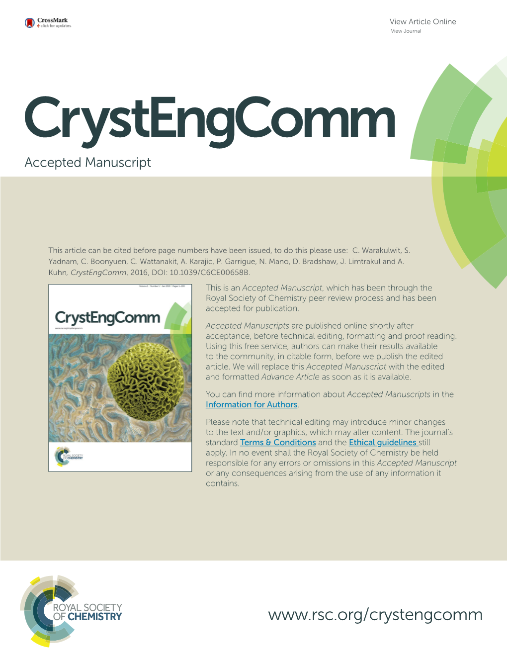 Crystengcomm Accepted Manuscript