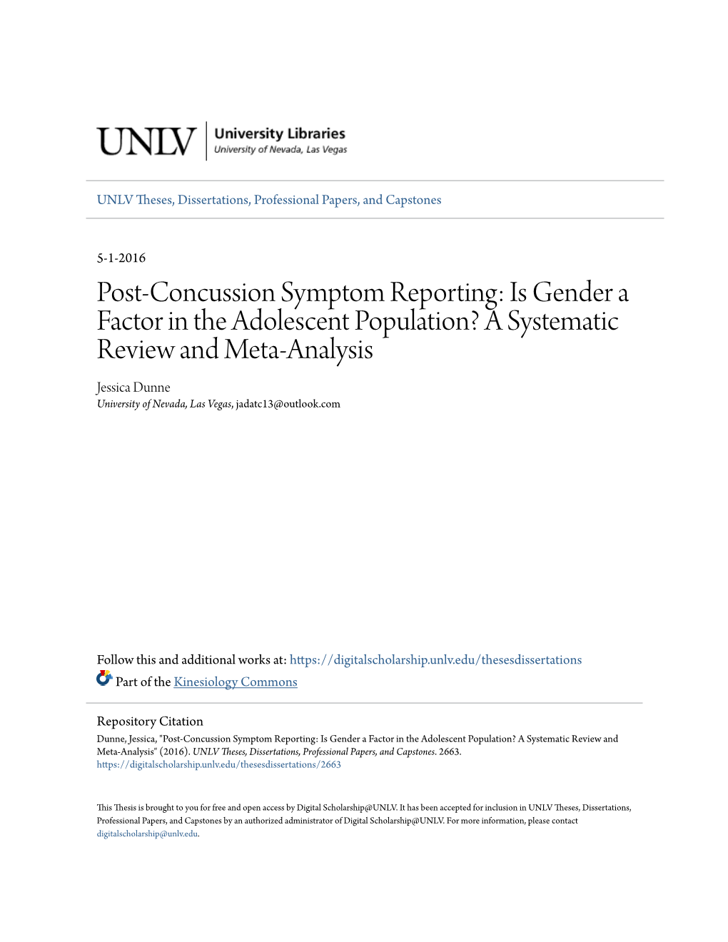 Post-Concussion Symptom Reporting: Is Gender a Factor in The