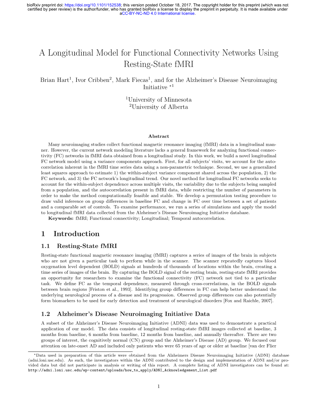 A Longitudinal Model for Functional Connectivity Networks Using Resting-State Fmri