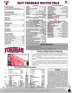 2017 Fordham Water Polo