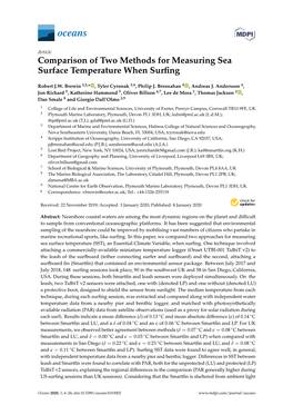 Comparison of Two Methods for Measuring Sea Surface Temperature When Surfing