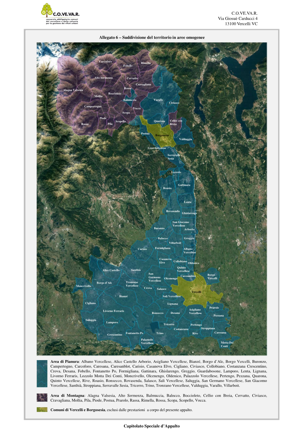 Allegato 6 – Suddivisione Del Territorio in Aree Omogenee