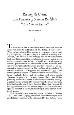 The Polemics of Salman Rushdie S ((The Satanic Verses