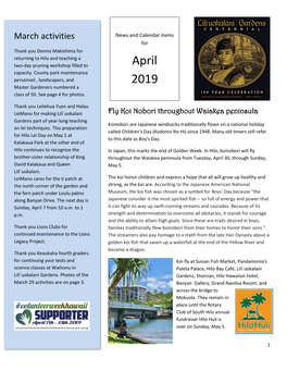 Newsletter April 2019