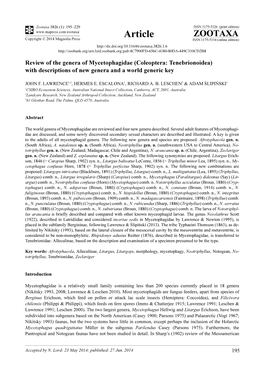 Coleoptera: Tenebrionoidea) with Descriptions of New Genera and a World Generic Key