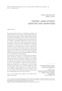 Central Asian Gypsies: Identities and Migrations