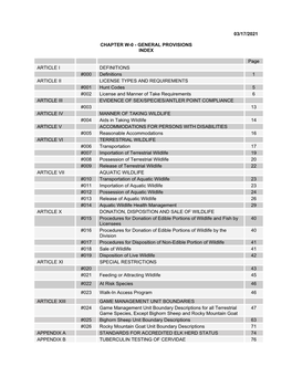 Chapter W-0 - General Provisions Index