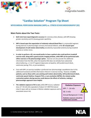 “Cardiac Solution” Program Tip Sheet