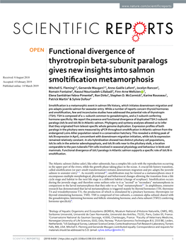Functional Divergence of Thyrotropin Beta-Subunit Paralogs Gives New
